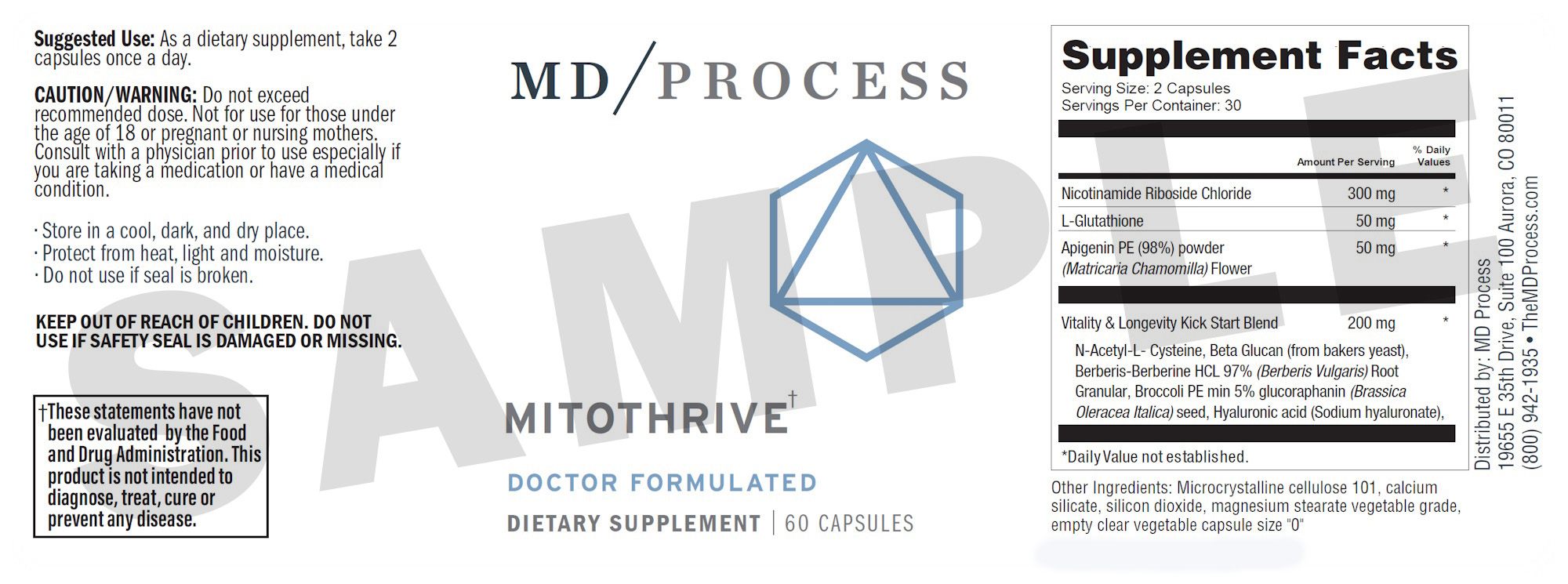 MitoThrive Supplement Facts